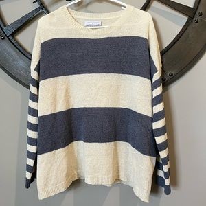 Womens small blue and cream striped sweater
